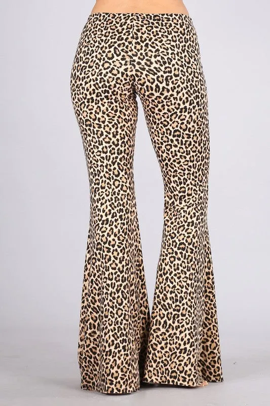 *SALE Chatoyant Leopard Heavy Brushed Skinny Bell Pants - Leopard