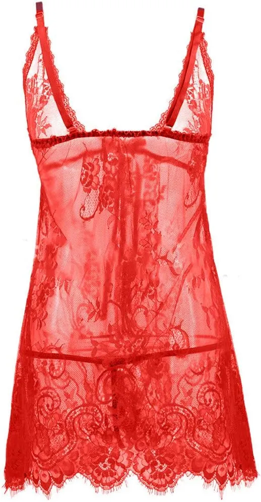 Sexy Lingerie for Women Sexy Underwear Sleepwear Nightdress Nightgown Lingerie Eyelash Lace Fit All Seasons
