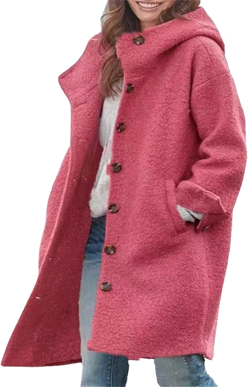 Trench Coat for Women 2024 Fuzzy Jacket Loose Fitting Warm Winter Outwear Fashion Lapel Jacket Coats Long Coat Women