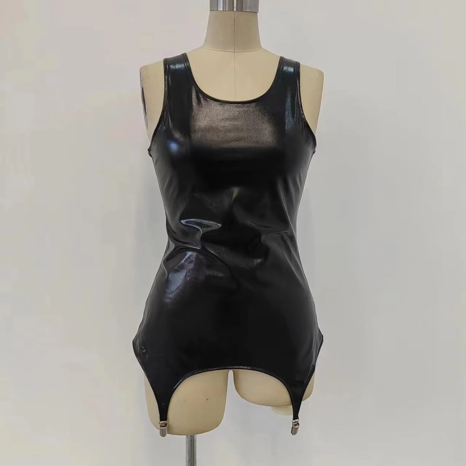 Women Erotic Lingerie Sexy Costumes Black Lace Up Leather Bondage Backless Teddy Sexy Long Robes for Women