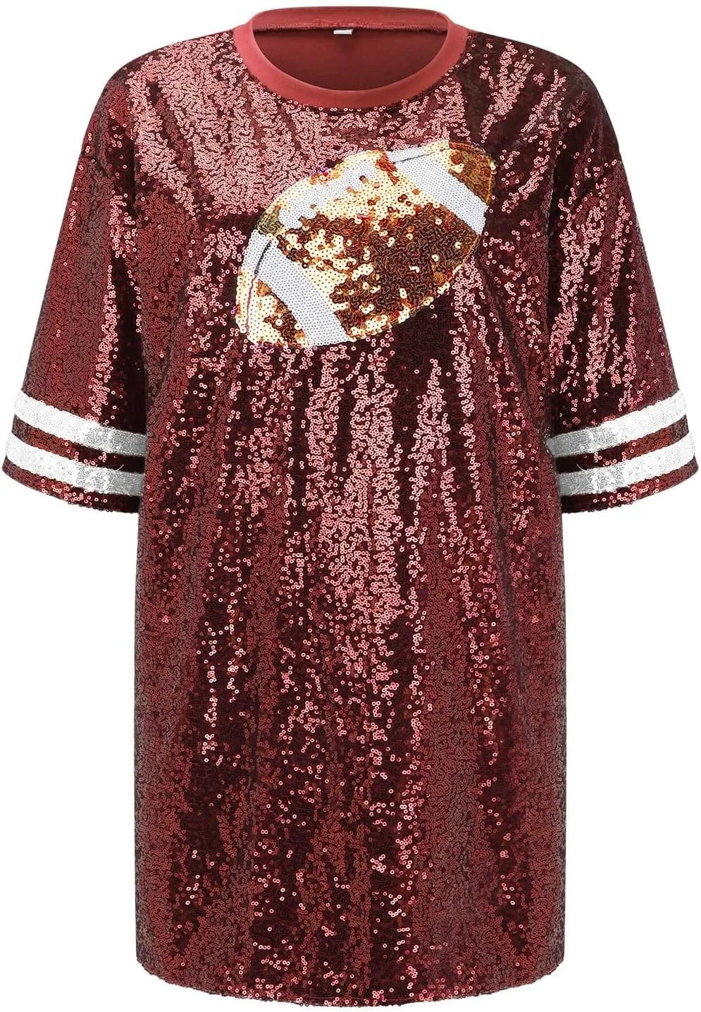 Women's Casual Holiday Shirts Sequin Large Neckline V Neck Short Sleeve Sequin Fashion Sexy T Shirt Top Round Neck