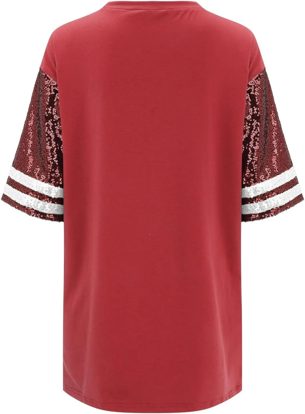 Women's Casual Holiday Shirts Sequin Large Neckline V Neck Short Sleeve Sequin Fashion Sexy T Shirt Top Round Neck