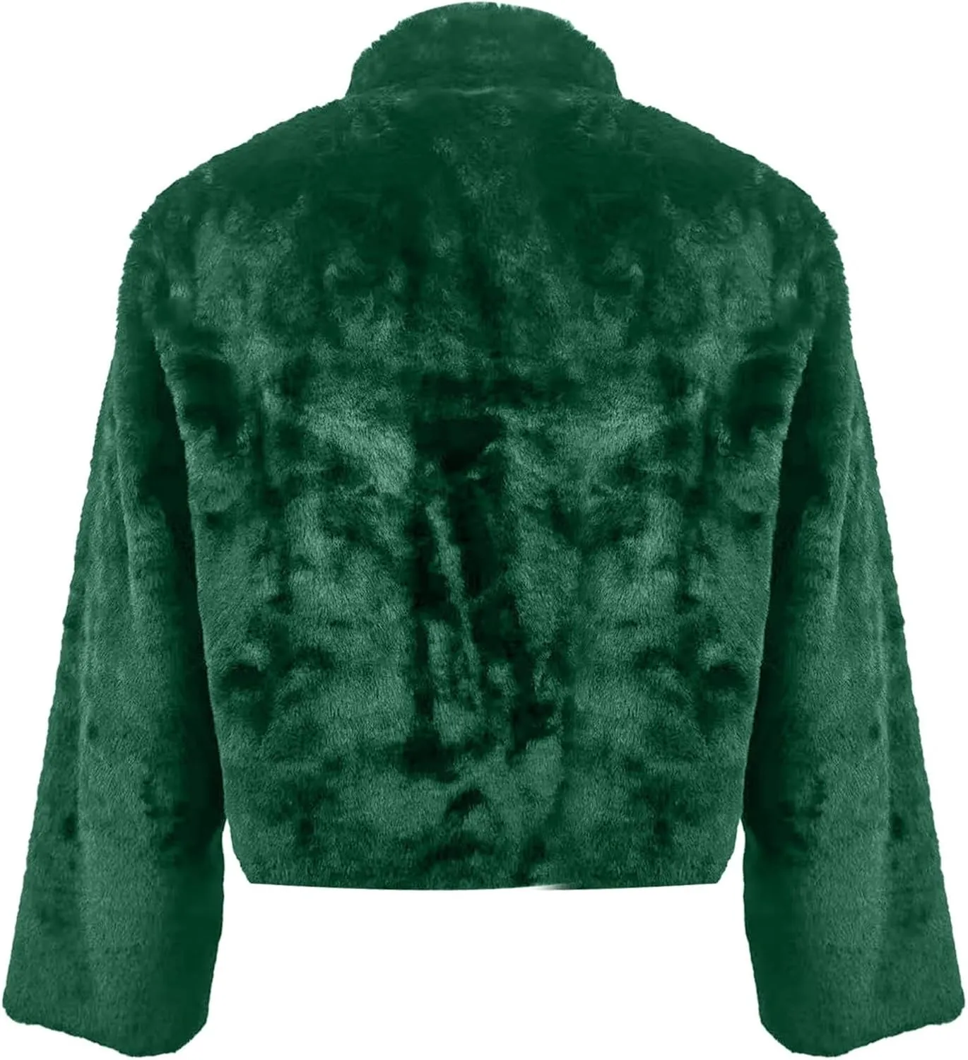 Women's Fashion Cropped Faux r Wool Jacket Shaggy Warm Open Front Cardigan Coat Casual Long Sleeve lffy