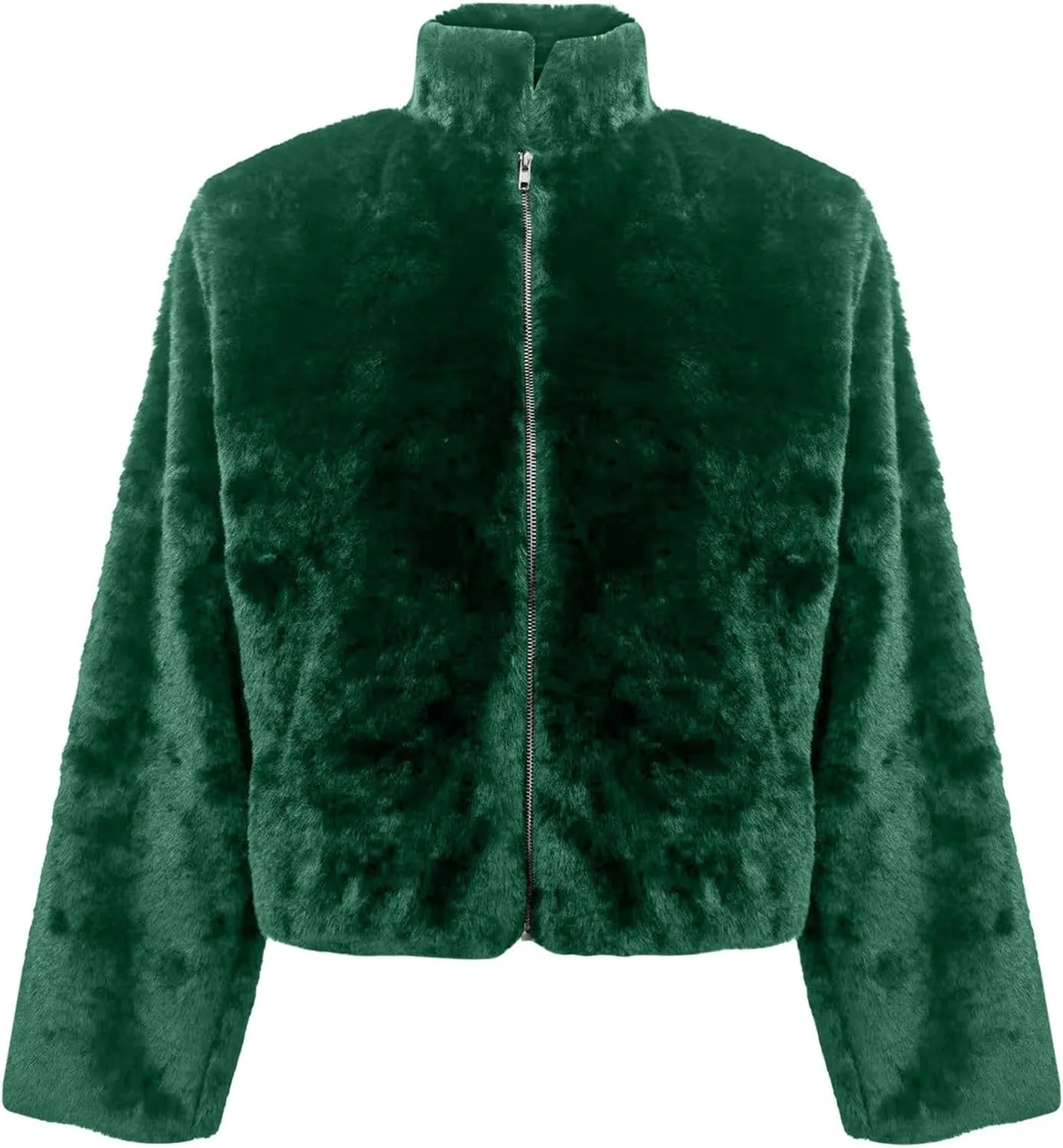 Women's Fashion Cropped Faux r Wool Jacket Shaggy Warm Open Front Cardigan Coat Casual Long Sleeve lffy