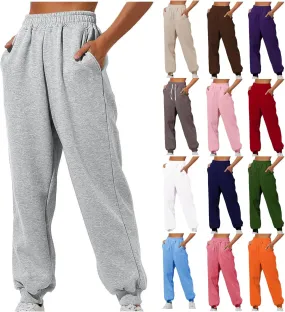 Womens Sweatpants 2024 Fall High Waisted Baggy Jogger Pants Trendy Lounge Trousers with Pockets Comfy Yoga Clothes