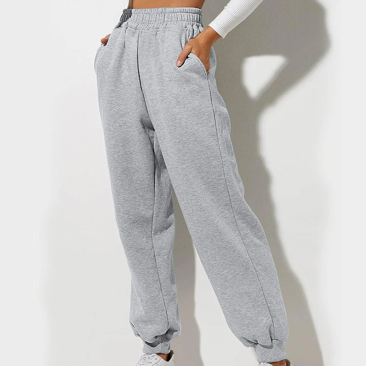 Womens Sweatpants 2024 Fall High Waisted Baggy Jogger Pants Trendy Lounge Trousers with Pockets Comfy Yoga Clothes