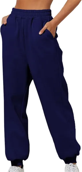 Womens Sweatpants 2024 Fall High Waisted Baggy Jogger Pants Trendy Lounge Trousers with Pockets Comfy Yoga Clothes