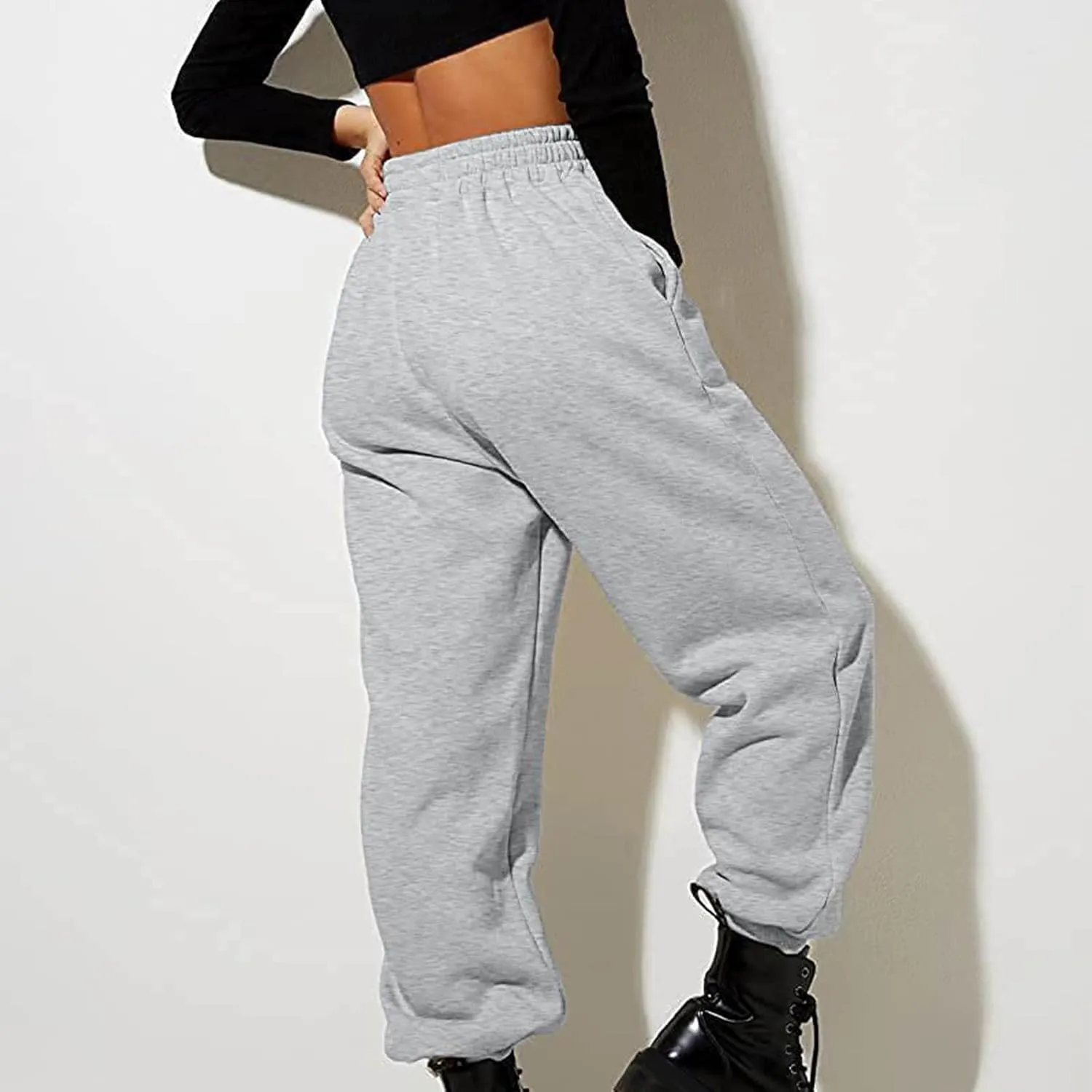 Womens Sweatpants 2024 Fall High Waisted Baggy Jogger Pants Trendy Lounge Trousers with Pockets Comfy Yoga Clothes