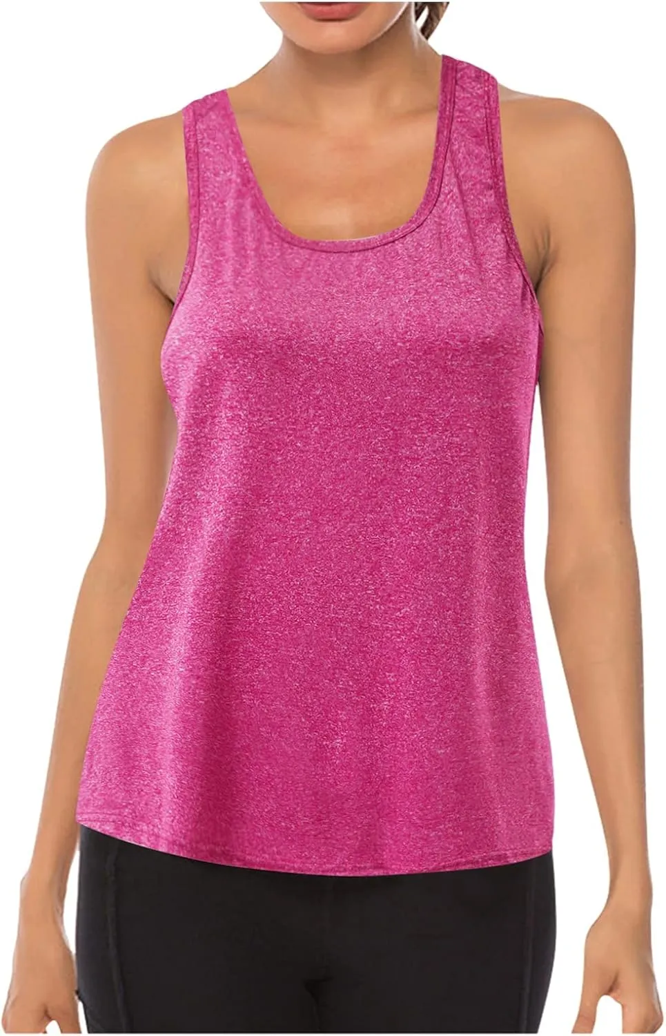 Workout Tops for Women Quick Dry Athletic Yoga Blouse Loose Fit Racerback Mesh Backless Muscle Tank Running Shirts