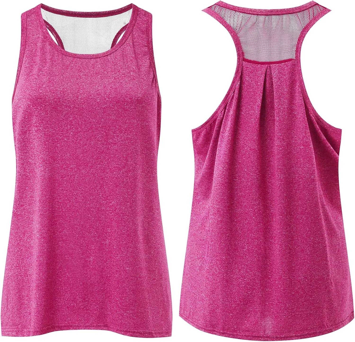 Workout Tops for Women Quick Dry Athletic Yoga Blouse Loose Fit Racerback Mesh Backless Muscle Tank Running Shirts